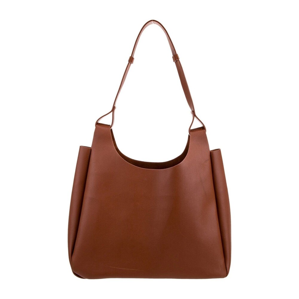 Neiman Marcus Vegan Leather Minimalist Hobo Open Tote Shoulder Bag